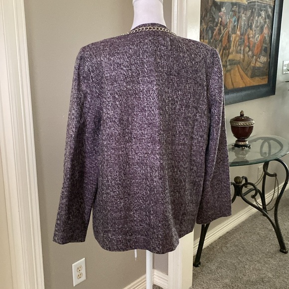 Alfred Dunner Purple Tweed Jacket Blazer with Chain Accents size 16 - Picture 6 of 9
